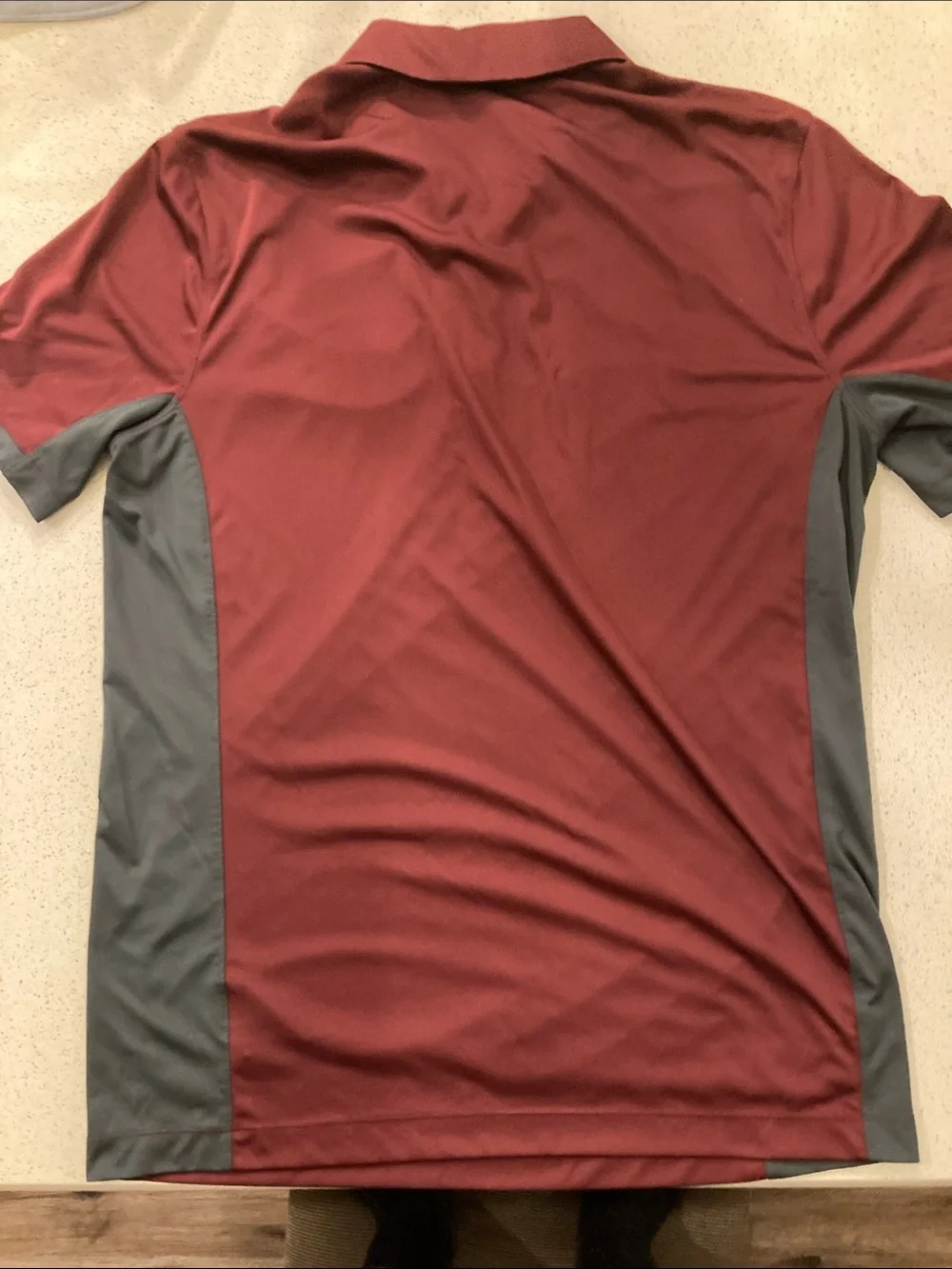 Nike Phillies Men’s Maroon Polo with Gray Side Panels and Light Blue Logo